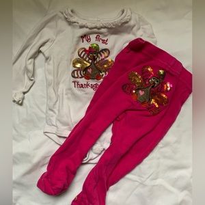 Koala Kids 9 month First Thanksgiving outfit - pink and sequins